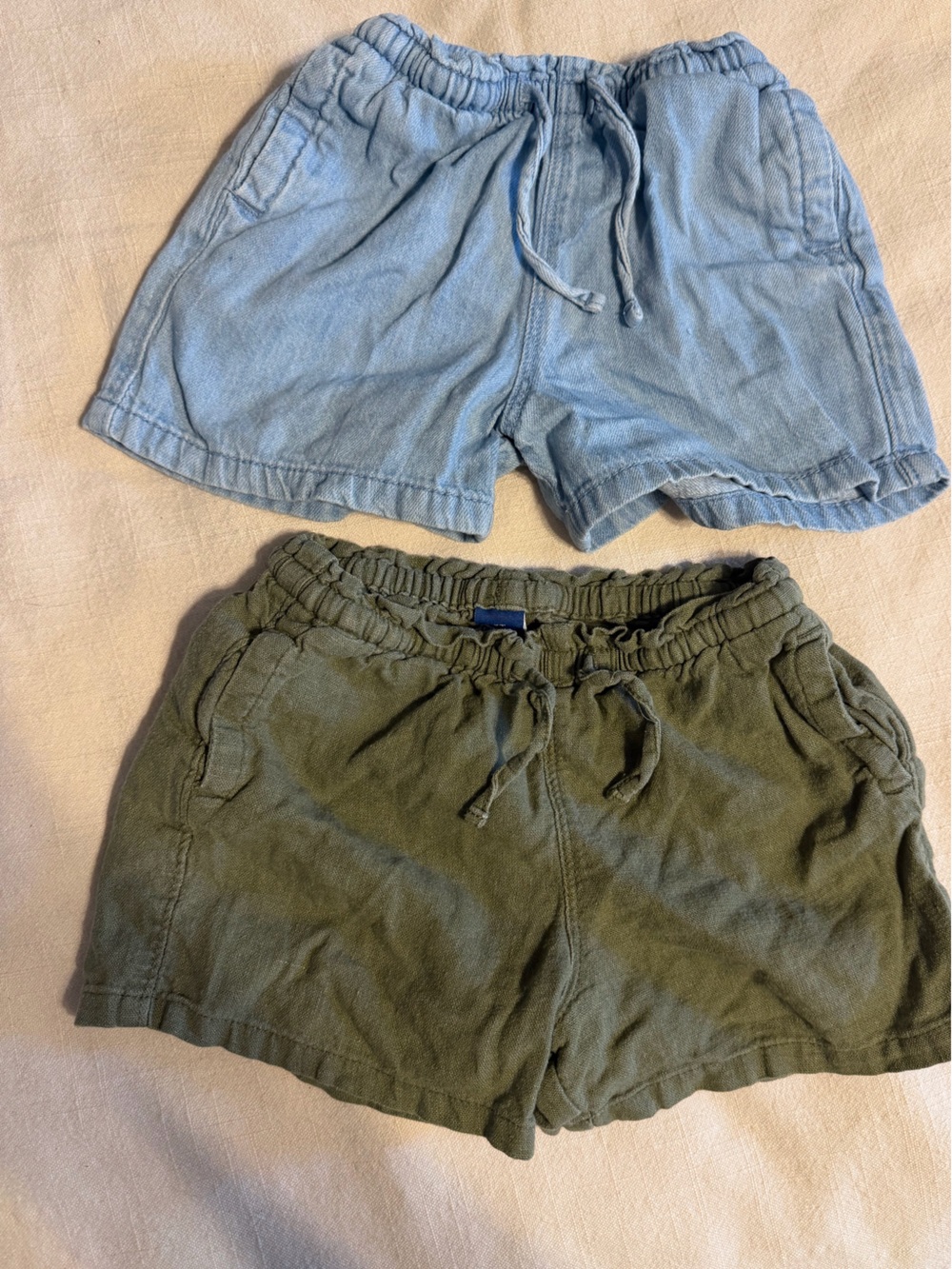Toddler girl Drawstring Shorts — Chambray & Olive
